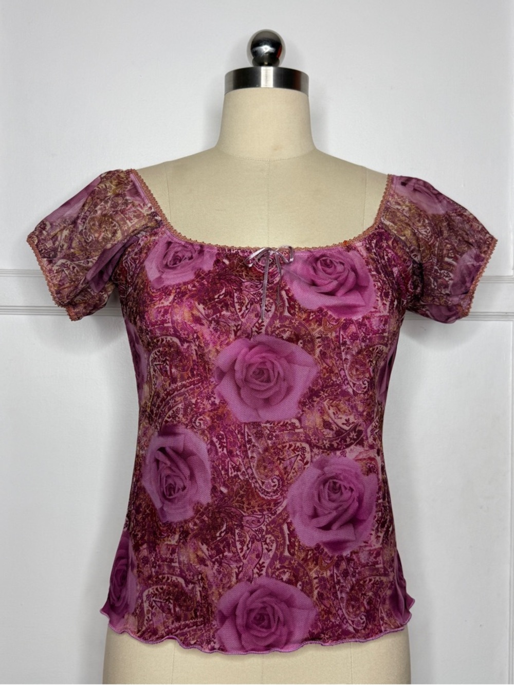 Mim purple rose mesh top